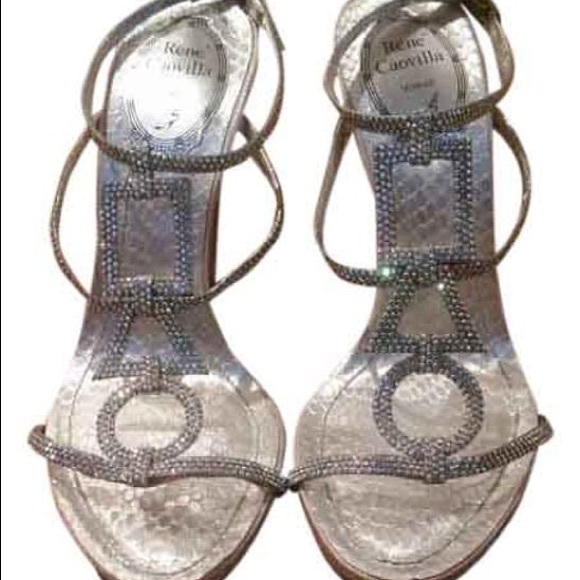 Rene caovilla silver Swarovski crystal embellished leather sanadal size 7 - Picture 2 of 6